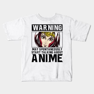 Warning May Spontaneously Talk About Anime Funny Manga Girl Kids T-Shirt